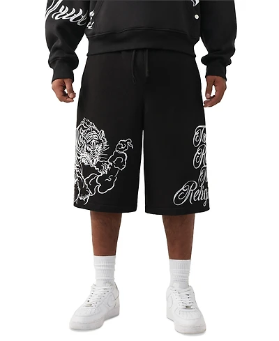True Religion Men's Tiger Script Mikey Fleece Shorts