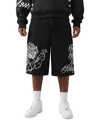 True Religion Men's Tiger Script Mikey Fleece Shorts