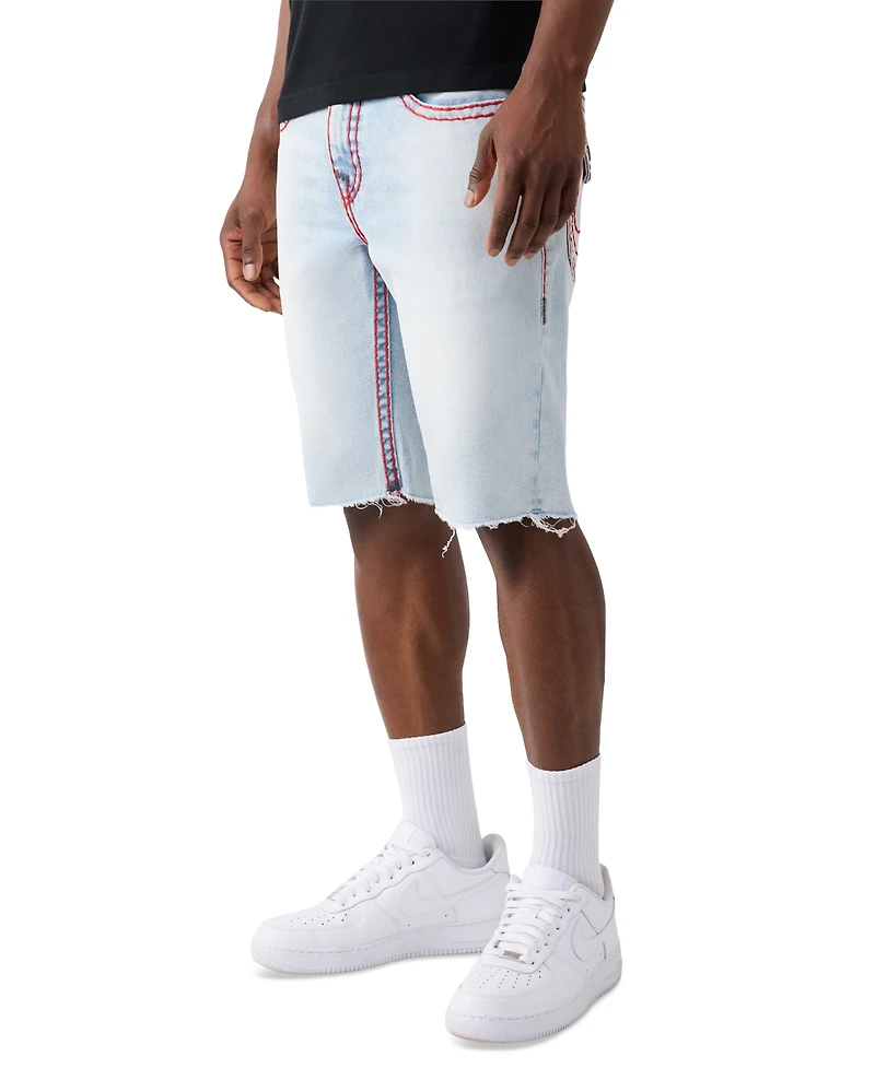 True Religion Men's Ricky Super T Fray Flap Denim Shorts