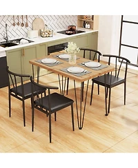 Slickblue 5 Piece Kitchen Table Set Industrial Design with Benches and Stools