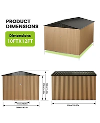 homfan Outdoor Metal Storage Shed, Galvanized Steel Waterproof Garden Tool Organizer with Safety Edge Protectors and Spacious Interior