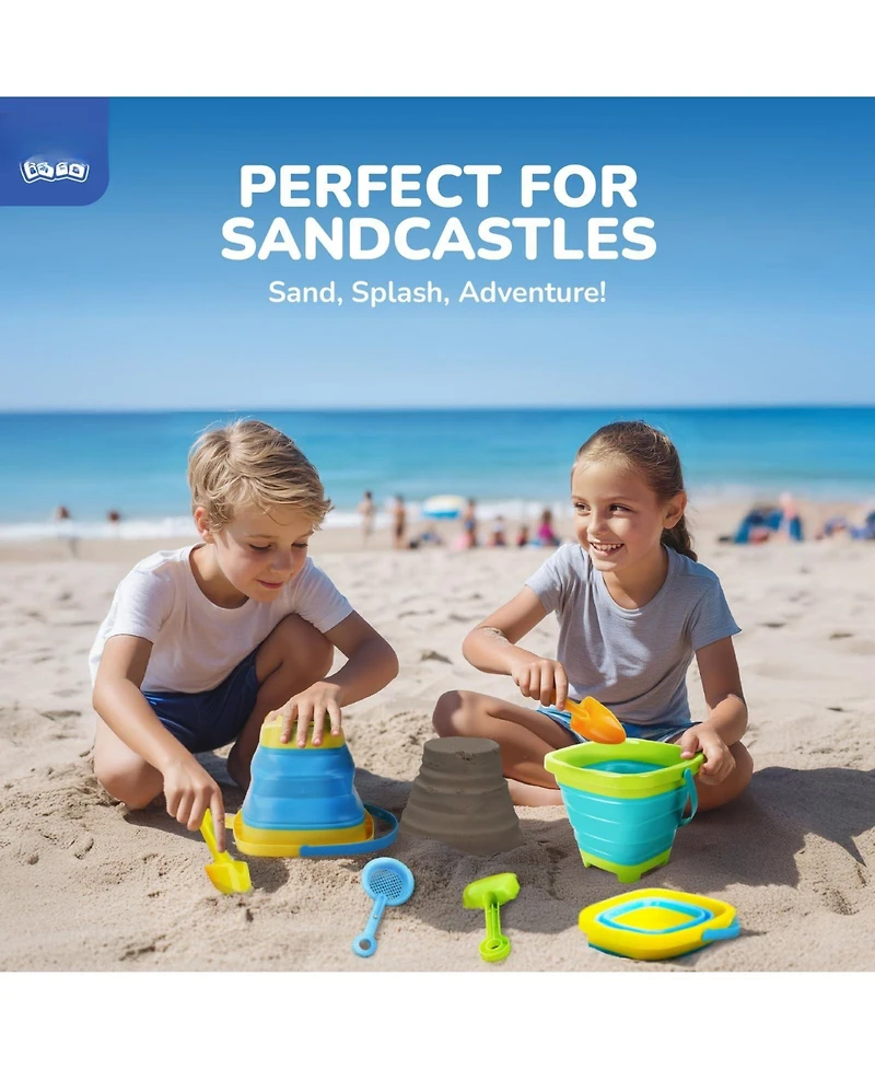 Gnuadz Collapsible Beach Toys Sand Buckets Shovels Mesh Bag Sandbox Kids