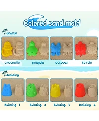Gnuadz 14PCS Beach Sand Toys Construction Vehicle Animal Mold Bucket Shovel Set Mesh Bag