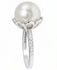 Macy's Cultured Freshwater Pearl (11mm) & Diamond (1/4 ct. t.w.) Ring in 925 Sterling Silver