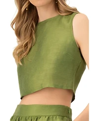 Ivonne Women's Sleeveless Cropped Linen Top