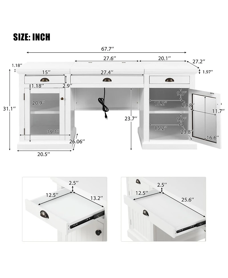 Streamdale Furniture Modern Executive Desk with Storage and 3 Drawers