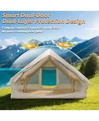Naturehike Large Inflatable Camping Tent with Stove Jack Instant Waterproof Blow Up Air Glamping Tent with Skylight for Family 4-6 Person 4 Season