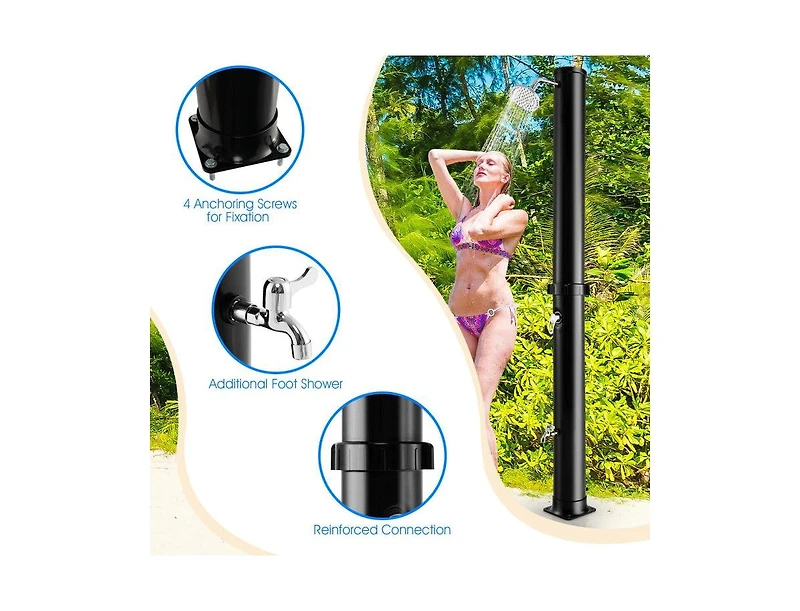 Lucky One Ft Solar Heated Outdoor Shower with Rotating Head