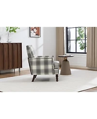 Streamdale Furniture Vintage Linen Accent Chair with Nailhead Trim.