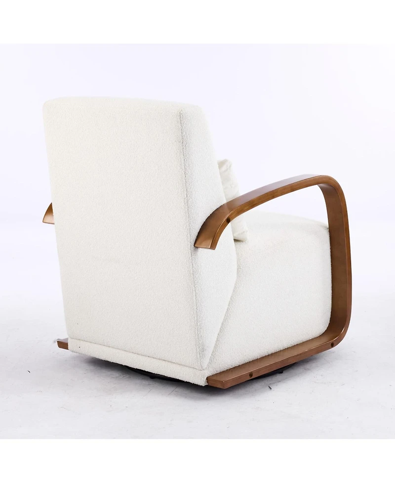 Streamdale Furniture Upholstered 360degree(s) Swivel Accent Chair with Solid Wood Arms