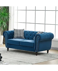 Streamdale Furniture 65 Inch Chesterfield Sofa with Roll Arm and Nailhead