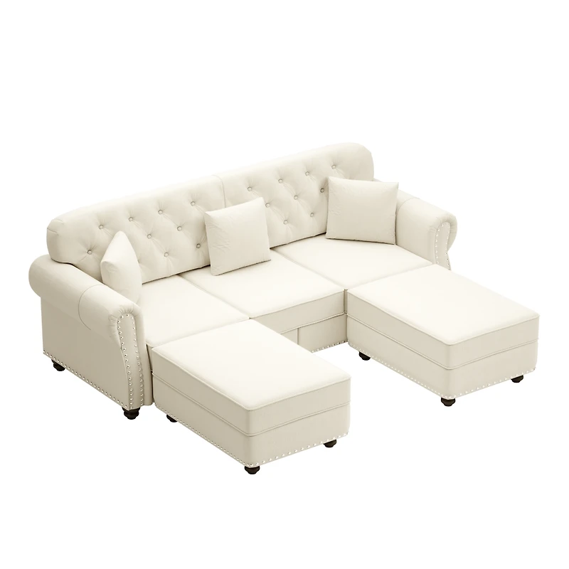 Streamdale Furniture Velvet Chesterfield Sofa with Nailhead Trim
