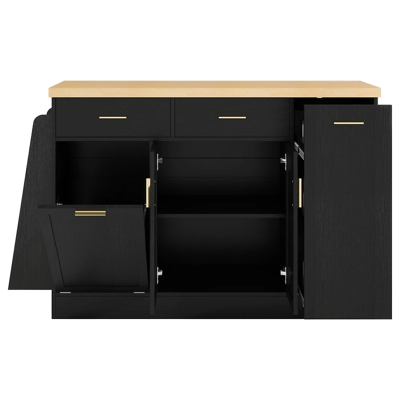 Streamdale Furniture Kitchen Island Sideboard with Trash and Spice Storage