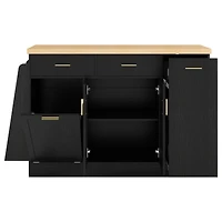 Streamdale Furniture Kitchen Island Sideboard with Trash and Spice Storage