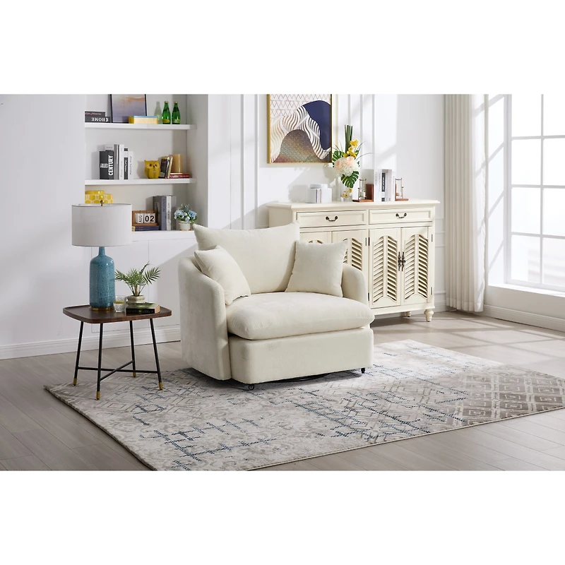Streamdale Furniture Swivel Sofa Armchair with 3 Pillows