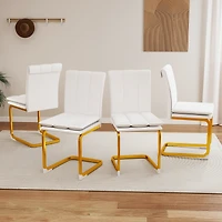 Streamdale Furniture Pu Leather Dining Chairs Set of 4 with Metal Legs