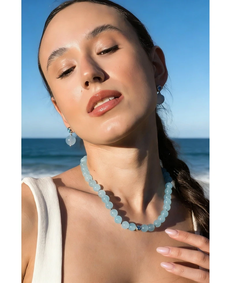 Classicharms Isla Aquamarine Bead Choker Necklace