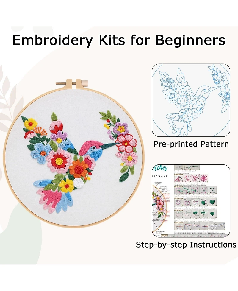 Gnuadz Flower Embroidery Kit Beginner Hoop Guide