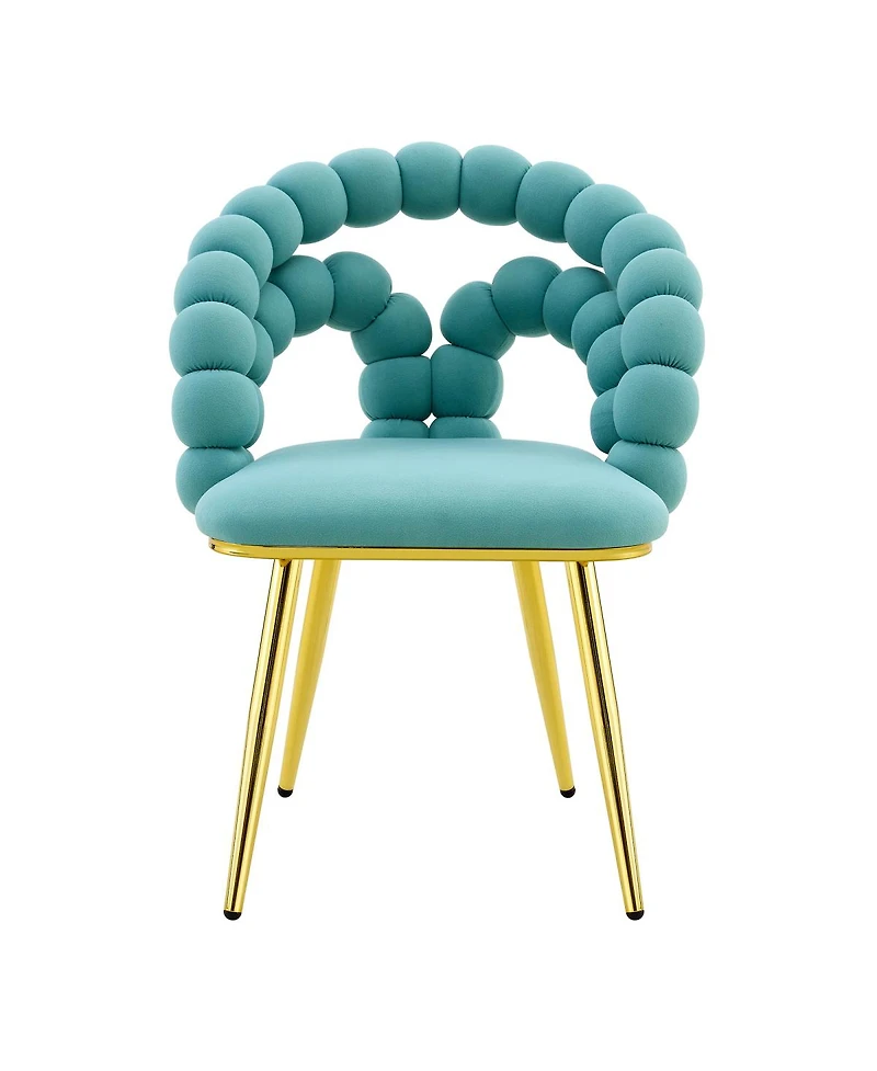 Streamdale Furniture Set of 2 Teal Puffy Bubble Chairs with Legs, Modern Upholstered Accent Chairs