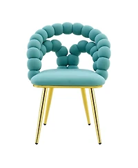 Streamdale Furniture Set of 2 Teal Puffy Bubble Chairs with Legs, Modern Upholstered Accent Chairs