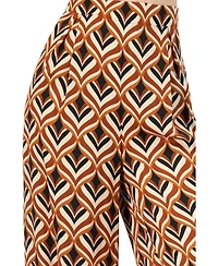 Ivonne Women's Geometric Wide Leg Printed Pants with Side Zipper
