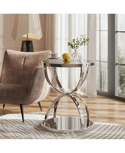 Streamdale Furniture Modern 2-Tier Glass Side Table