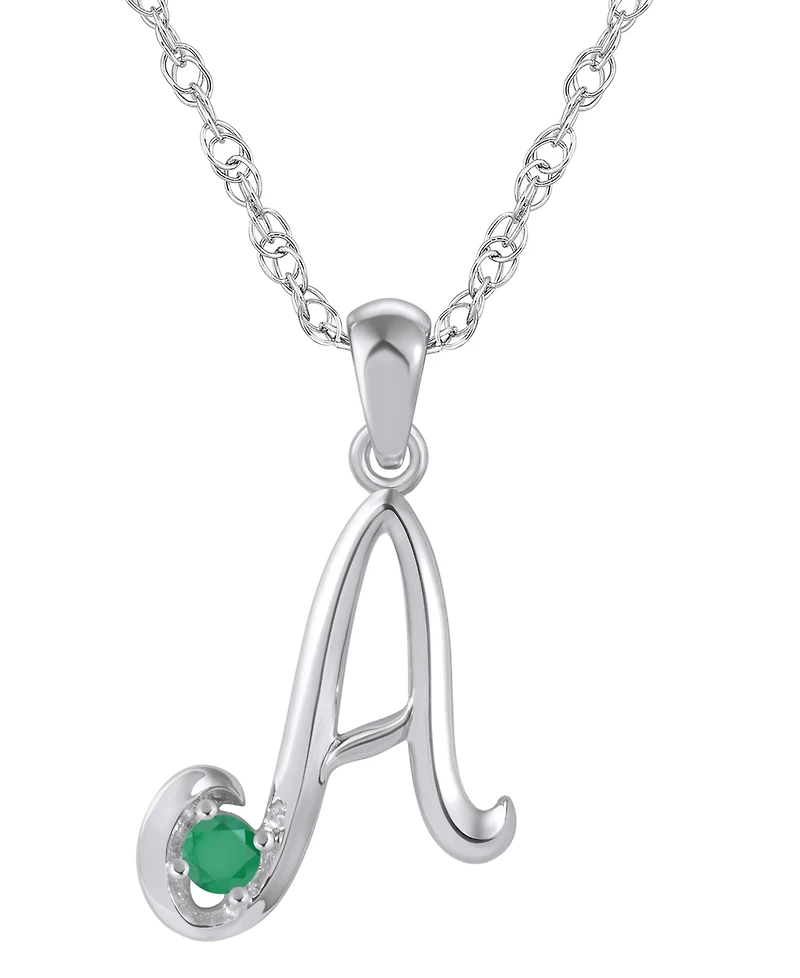 Macy's Ruby (1/6 ct. t.w.) Initial Pendant Necklace 10k White Gold (Also Available Yellow Gold)
