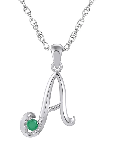 Macy's Ruby (1/6 ct. t.w.) Initial Pendant Necklace 10k White Gold (Also Available Yellow Gold)