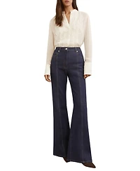 Reiss Women's Lace-Trim Sheer Button-Through Shirt