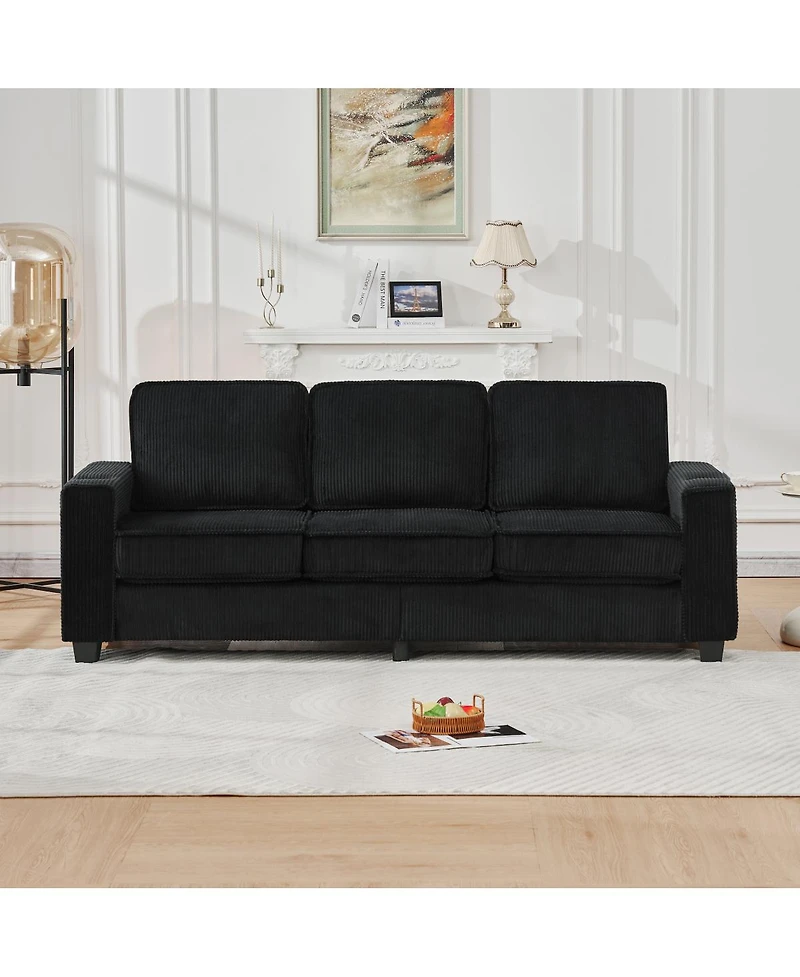 Streamdale Furniture Corduroy three-seater sofa, modern compact, living room/study/bedroom/office
