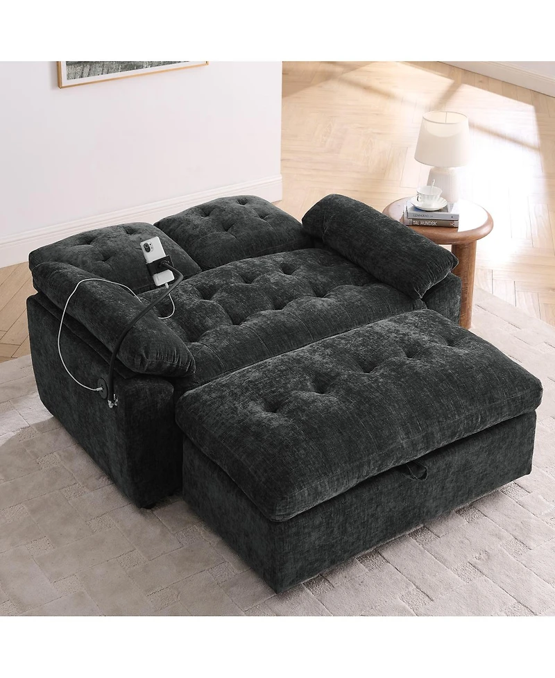 Streamdale Furniture Reclining Sofa with Usb and Ottoman