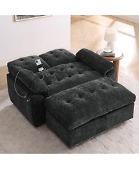 Streamdale Furniture Reclining Sofa with Usb and Ottoman