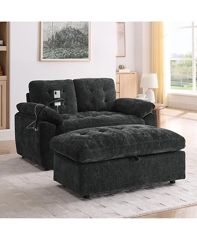 Streamdale Furniture Reclining Sofa with Usb and Ottoman