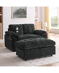 Streamdale Furniture Reclining Sofa with Usb and Ottoman