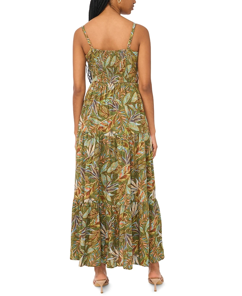 Msk Women's Tie-Front Tiered Maxi Dress