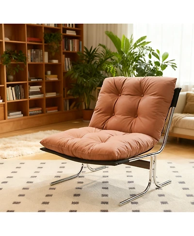 Streamdale Furniture Modern Leather Armchair with Metal Legs