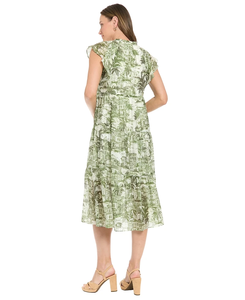 London Times Women's V-Neck Midi Dress