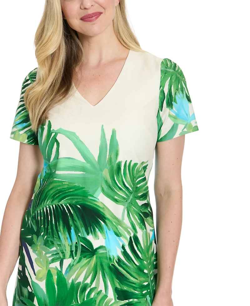 London Times Women's V-Neck Dress