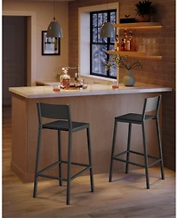 Slickblue Set of 2 Rustic Industrial Bar Stools with Ergonomic Backrest