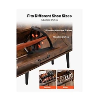 Sugift Shoe Cabinet with 4 Flip Drawers Farmhouse Storage with Wood Legs