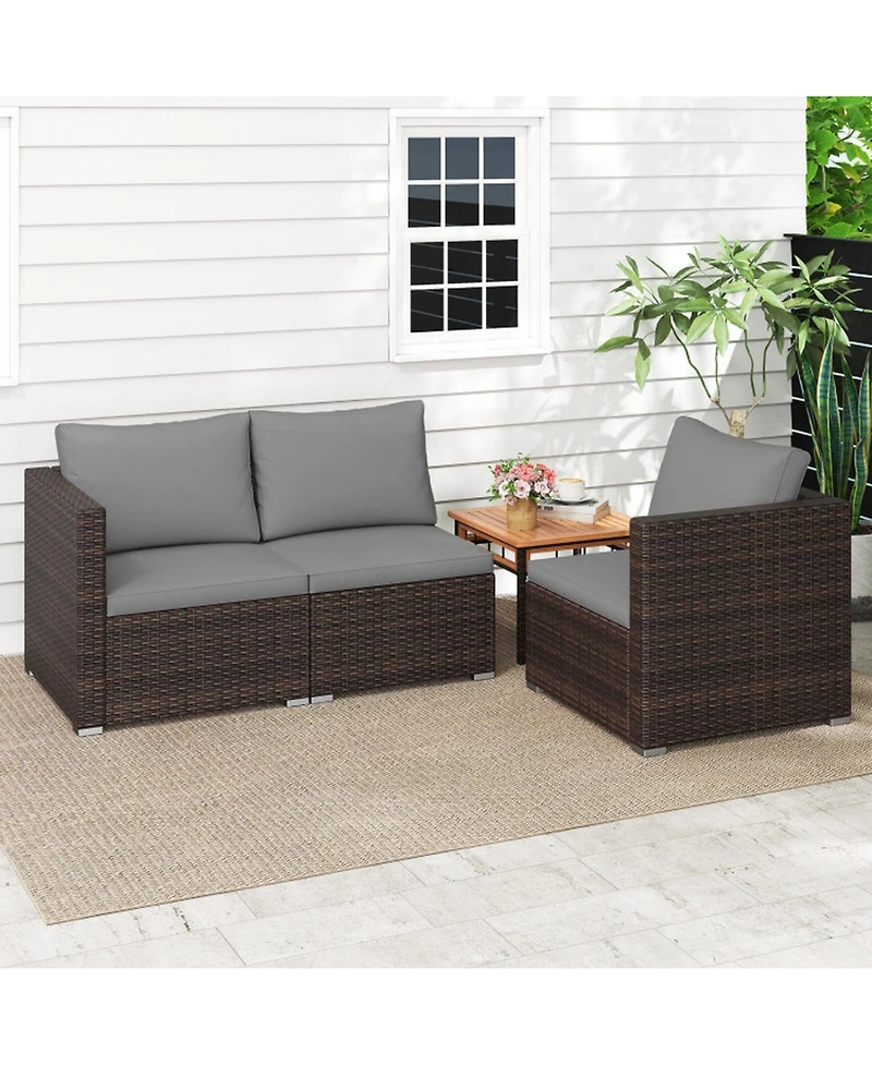 Sugift Patio Sectional Sofa Set with Soft Cushions