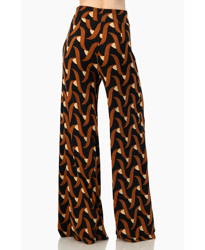 Ivonne Women's Geometric Strech Wide Pants