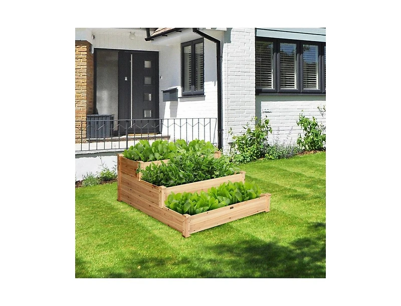 Lucky One 3 Tier Elevated Wooden Garden Bed for Vegetables, Herbs and Flowers