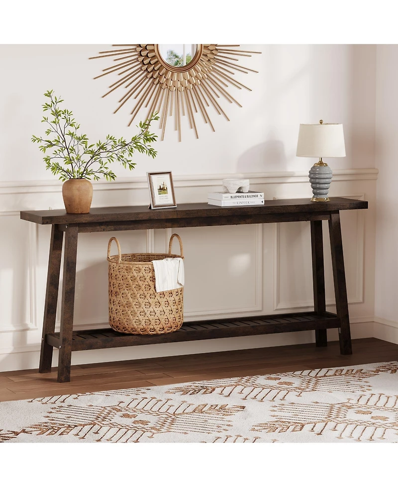 Gaomon 70.9 In Console Table, 2-Tier Narrow Sofa Table Behind Couch, Extra Long Entryway Table for Hallway, Industrial Farmhouse Entry Table