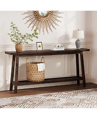 Gaomon 70.9 In Console Table, 2-Tier Narrow Sofa Table Behind Couch, Extra Long Entryway Table for Hallway, Industrial Farmhouse Entry Table