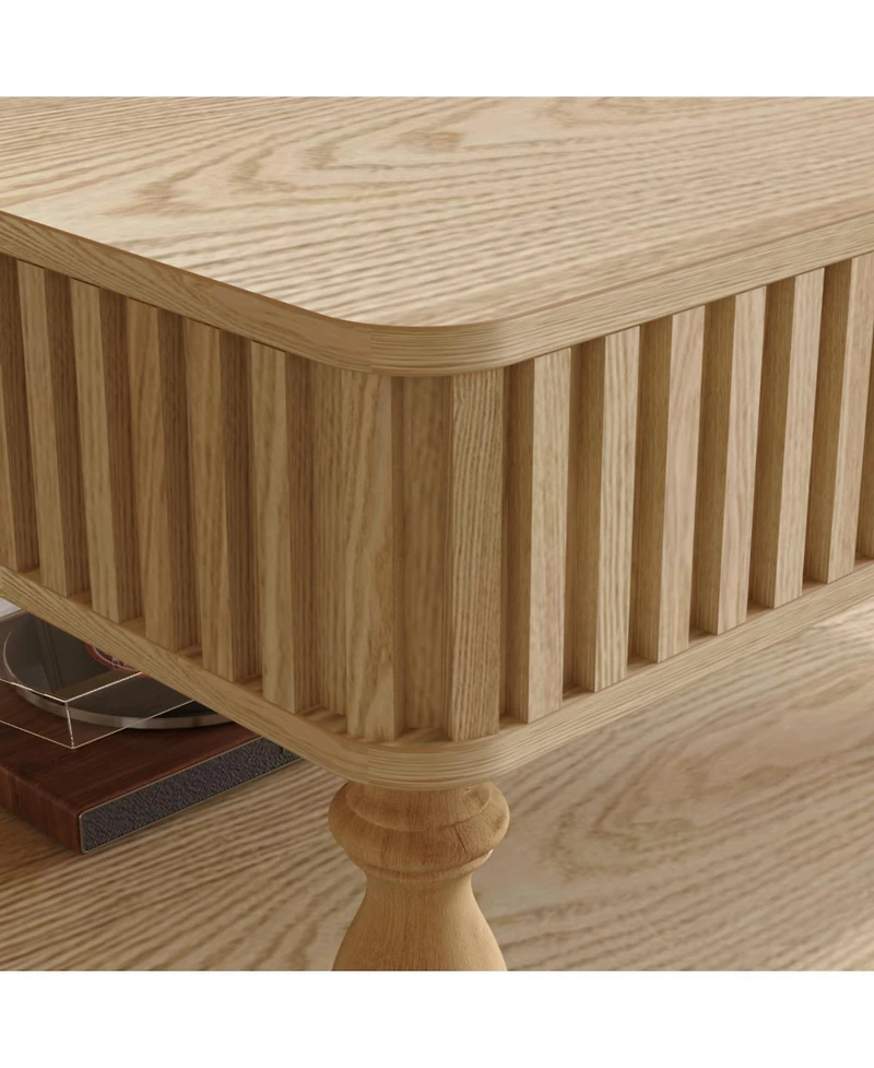 Streamdale Furniture 31.5" Fluted Lift-Top Coffee Table w/ Storage & Hydraulic Raising
