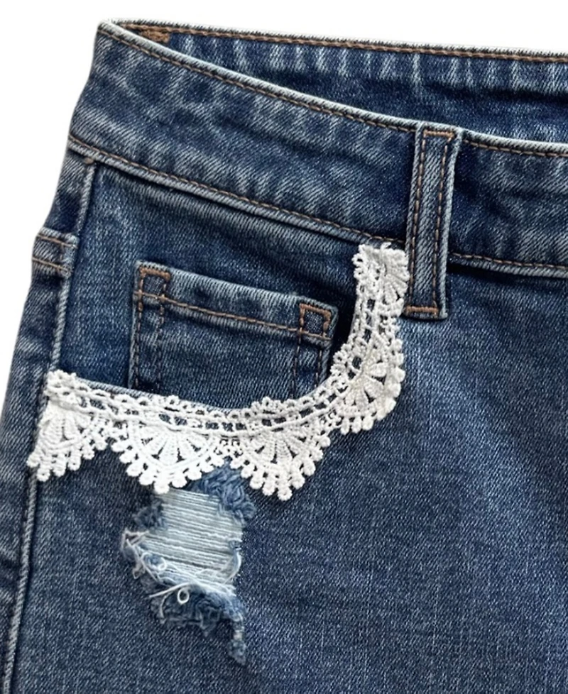 With Jules Girls' 7-16 Lace-Trim Denim Shorts