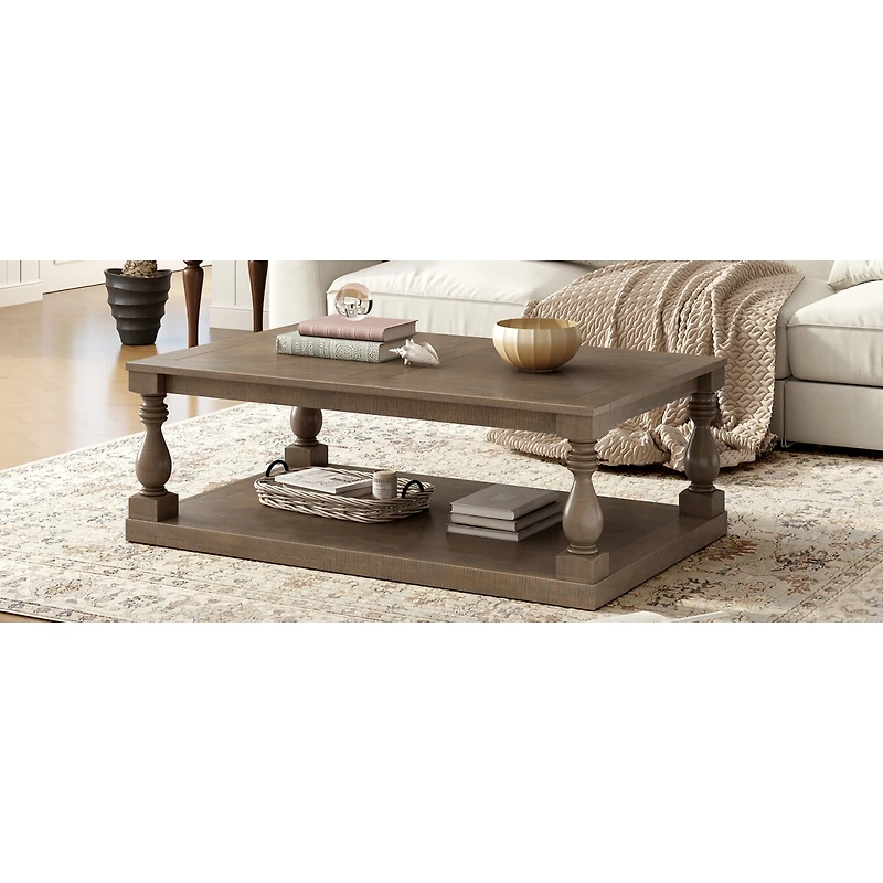 Streamdale Furniture Vintage Coffee Table with Vase Legs and Pine Veneer
