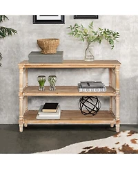 Streamdale Furniture Rustic 3-Tier Console Table with Gothic Details, 47.24" Wooden Entryway Table