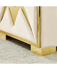 Streamdale Furniture Luxurious Velvet Sofa with Geometric Gold Hardware and Metal Feet